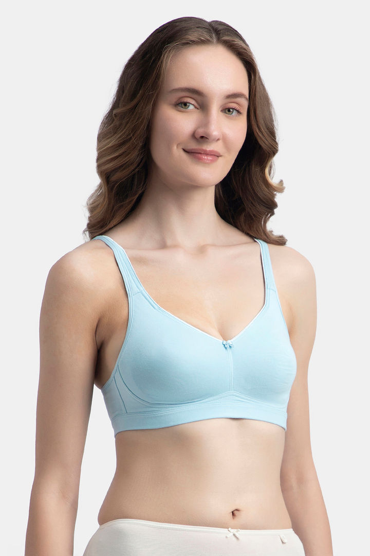 Jockey Wirefree Non Padded Super Combed Cotton Elastane Stretch Full Coverage Everyday Bra with Concealed Shaper Panel - Angel Falls — image 2